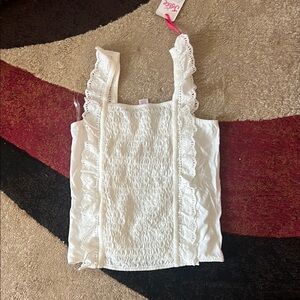 Justice  White Lace Detail Sleeveless Top